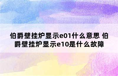 伯爵壁挂炉显示e01什么意思 伯爵壁挂炉显示e10是什么故障